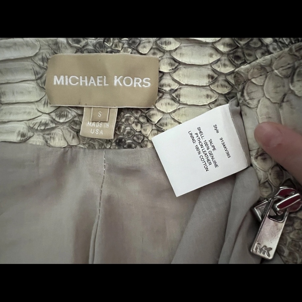 Michael Kors Collection real Snakeskin python Cream beige coat jacket s small - Picture 14 of 15